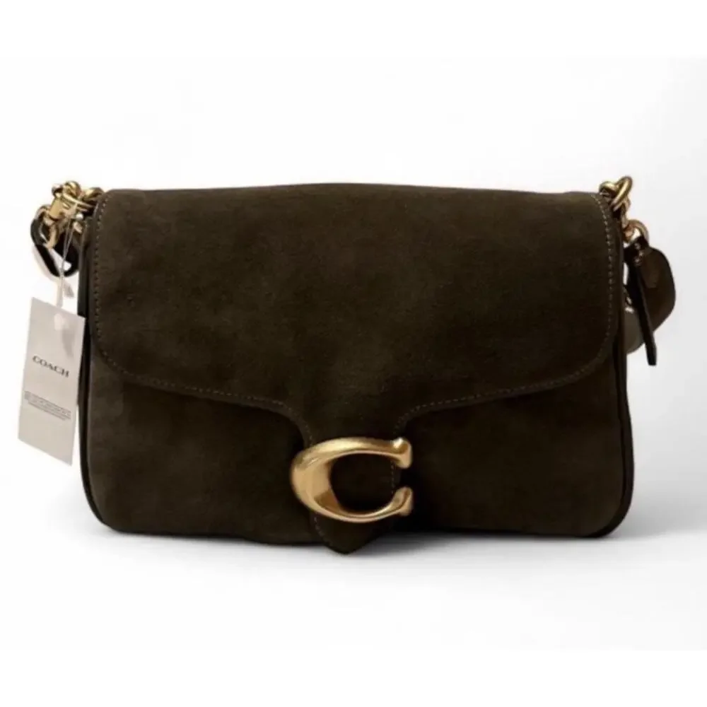 B16-006 Coach Soft Suede Tabby Shoulder Bag In Olive Brass NWT